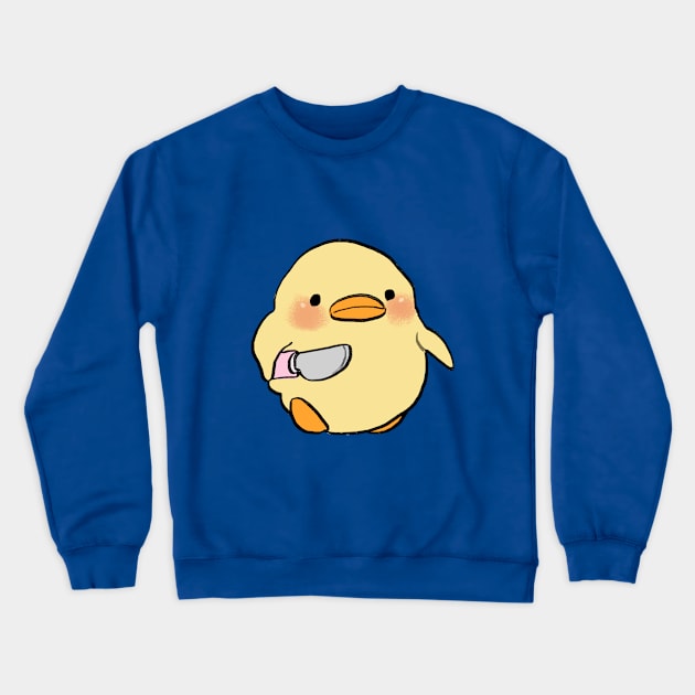 small chick with a knife meme Crewneck Sweatshirt by mudwizard